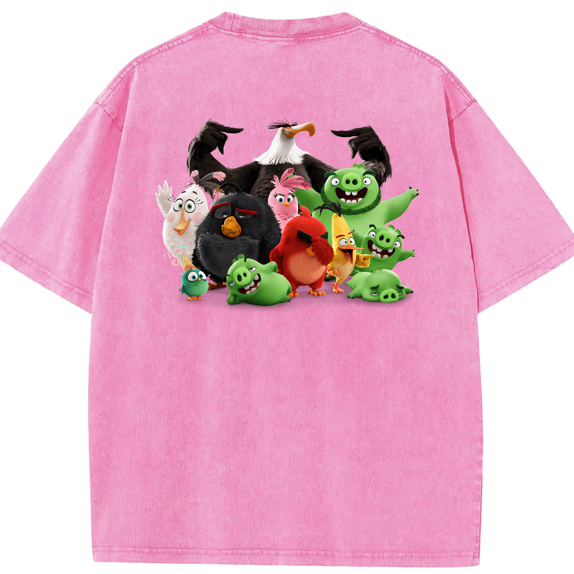 （画像用） Angry Birds アングリーバード 綿100% ヴィンテージ風 半袖Tシャツ（背面プリント）